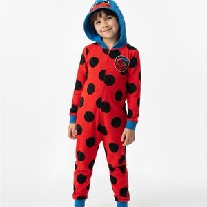 Miraculous Ladybug Cosplay Pajama Jumpsuit footie Costume Kids Size S 6 6X‎